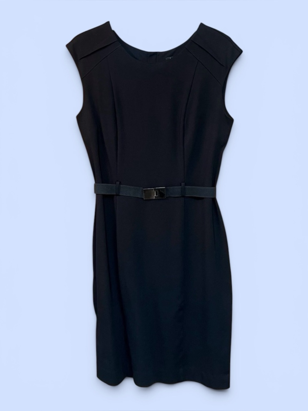 NIC+ZOE LBD Belted Ponte Knit Black Shift Dress Sz‎ M EUC